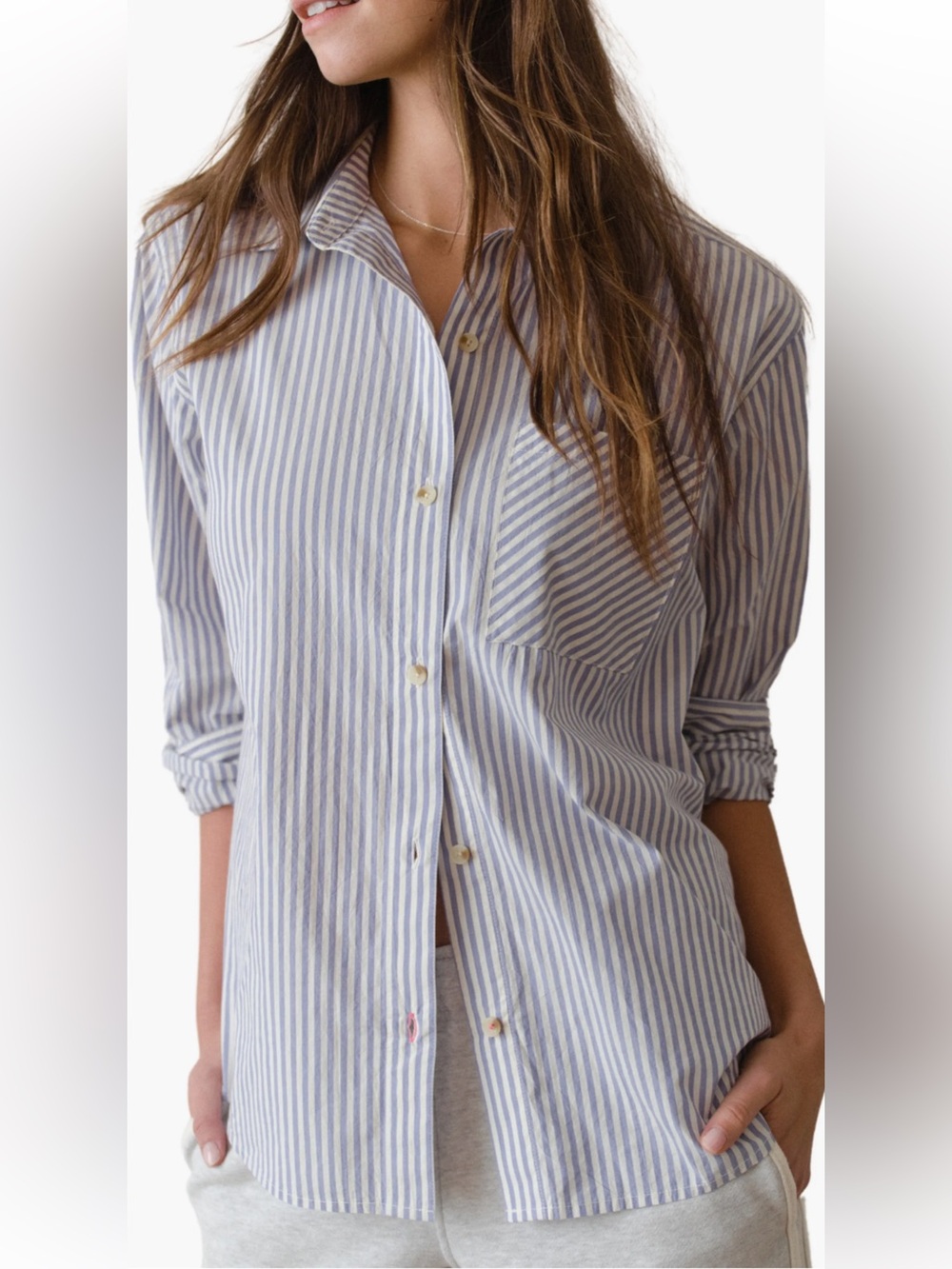 Marine Layer Jane Cali poplin button down shirt. Size large.